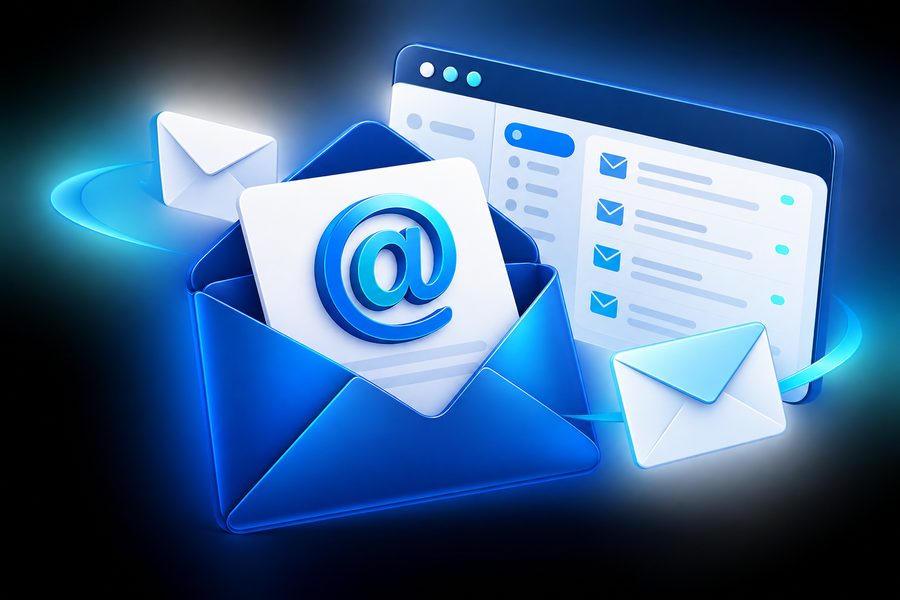Email inbox with messages on your own domain
